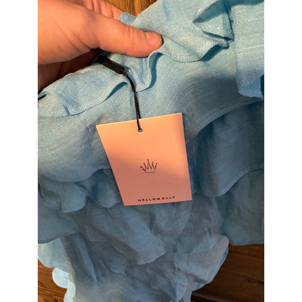 Hello Molly Blue One Shoulder Ruffle Tiered Mini Dress CM6032D Size 6 NEW - Picture 6 of 8